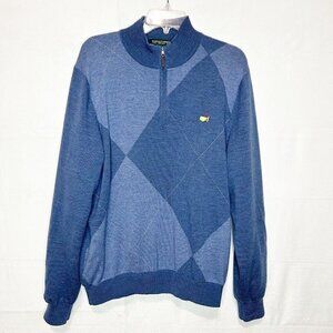 Fairway & Greene Masters Golf 1/4 Zip Argyle Italian Merino Wool Sweater Sz L